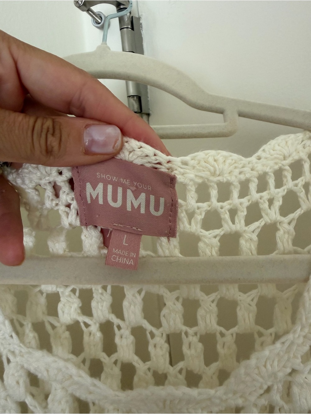 Show Me Your MuMu White Crochet Long-Sleeve Swim Coverup - Picture 2 of 4